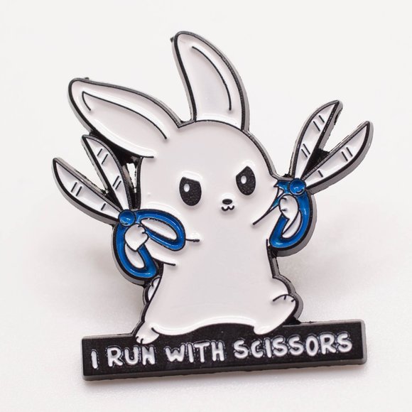 Metal and Enamel Alternative Bunny & Cat Set of Two Lapel Pins (New) - Picture 5 of 6